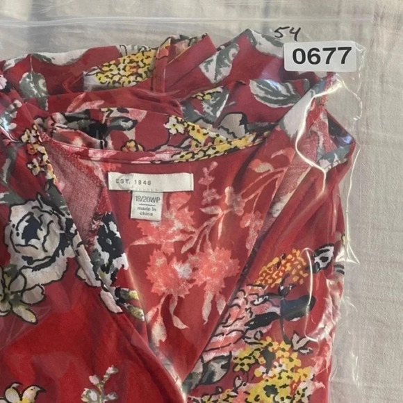 Cato plus size, red floral faux wrap, Hi-Low dress - Picture 11 of 11